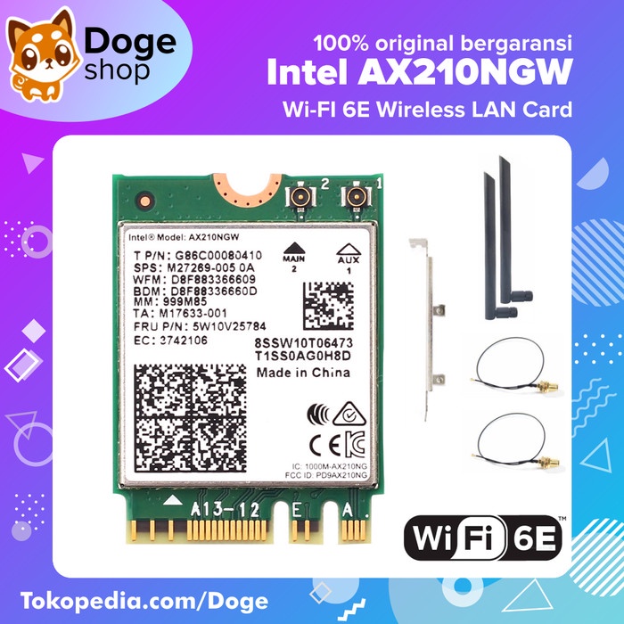 Scheda WiFi 6E AX210 Con Bluetooth – Per PC, M.2 NGFF, Antenna 10dBi, 1000Mbps