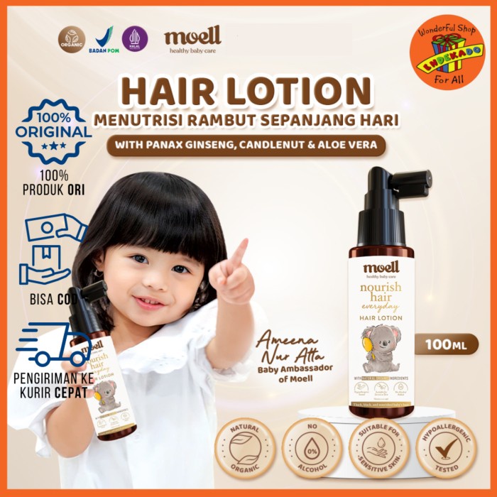 Jual Moell Hair Lotion 100ml - Nourish Hair Everyday - Menutrisi Rambut ...