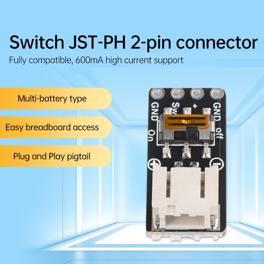 Jual Switched JST-PH 2pin Connector SMT Right Angle Breakout Board ...