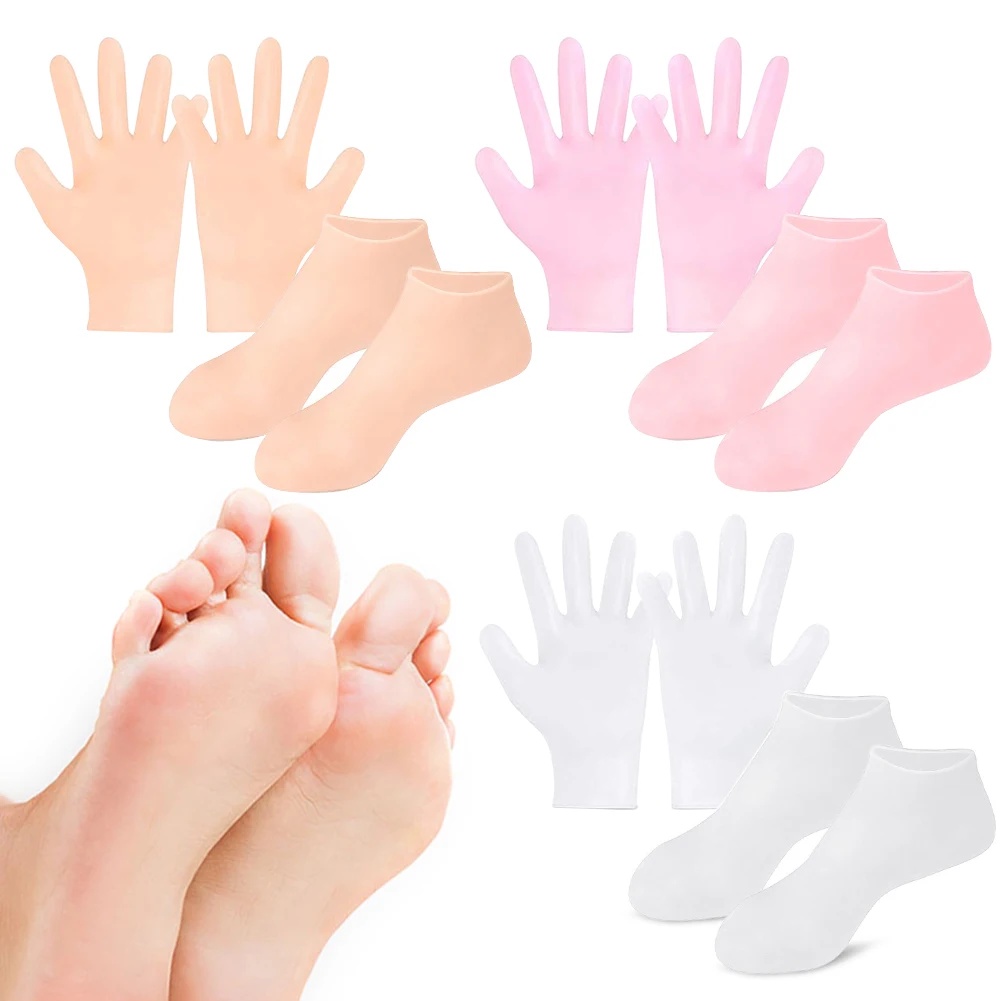 Jual Silicone Exfoliating Socks & Gloves Anti Slip Foot & Hand Spa Mask ...