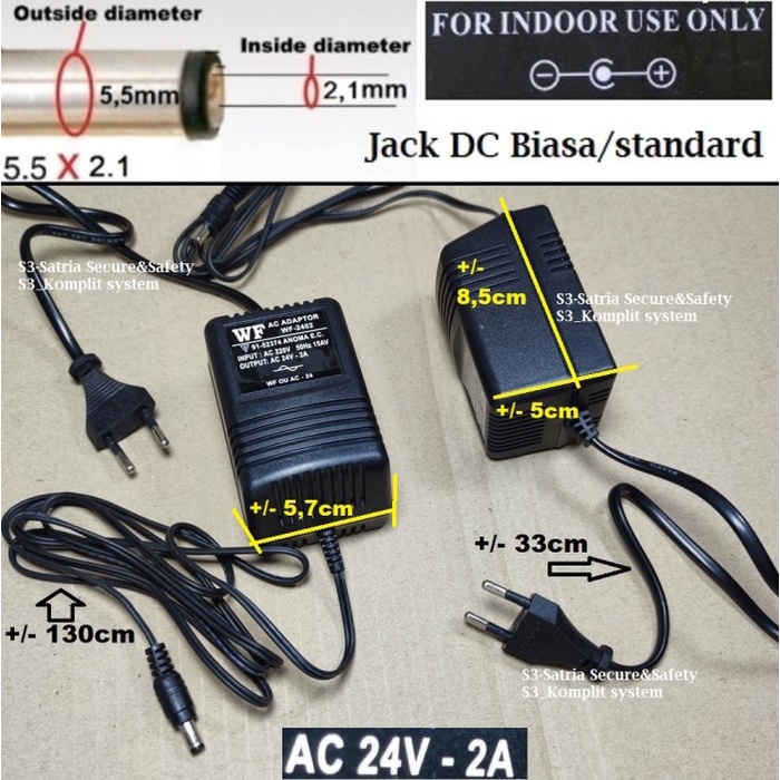 Jual trafo VAC Adaptor AC 24V 2A 24vac 24 V ac power supply cctv WF 1A ...