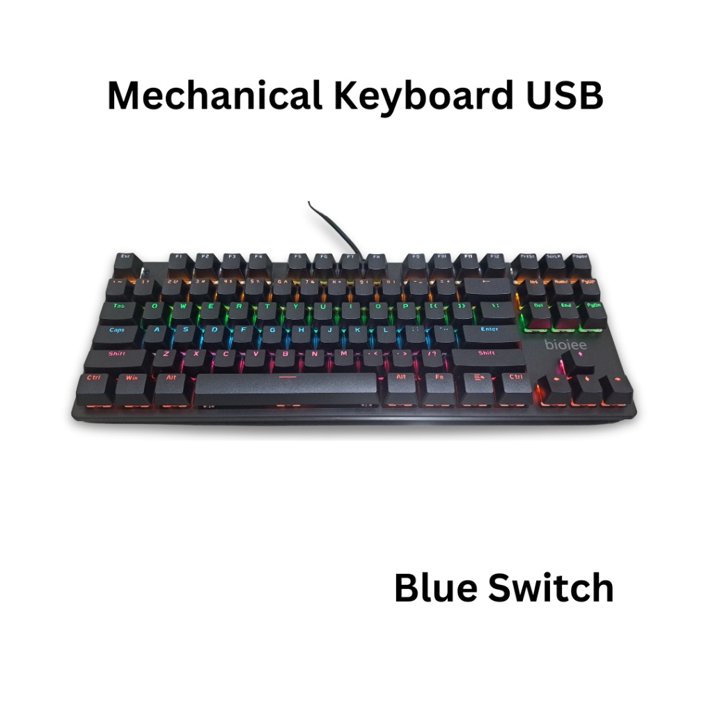 Jual Biojee Keyboard Mechanical Gaming USB WIred RGB 87 Keys Blue ...