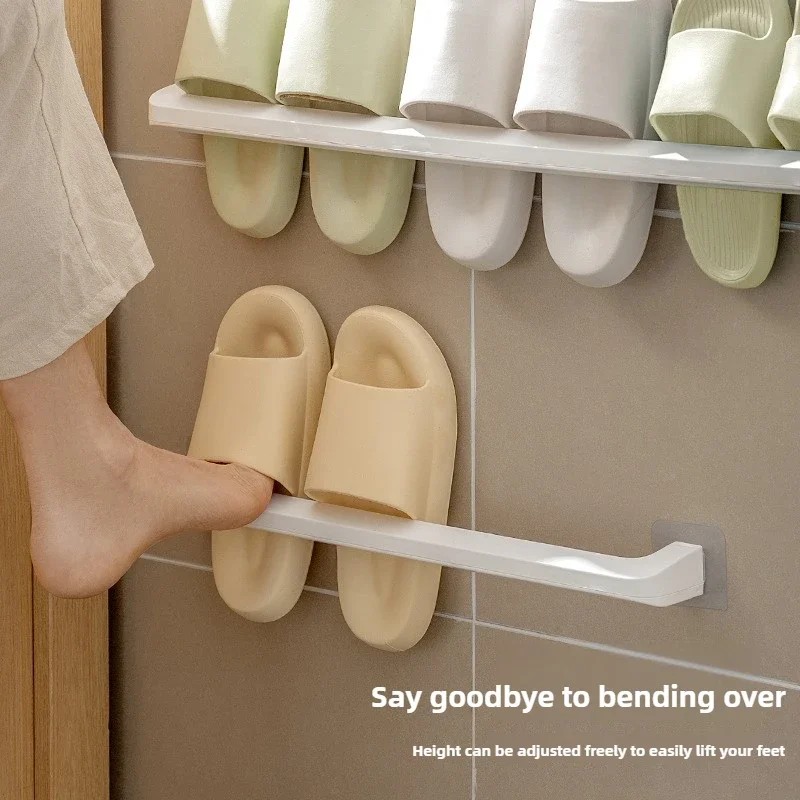 Jual Slipper Rack Wall-Mounted Non-Porous Bathroom Storage Shoe Rack ...