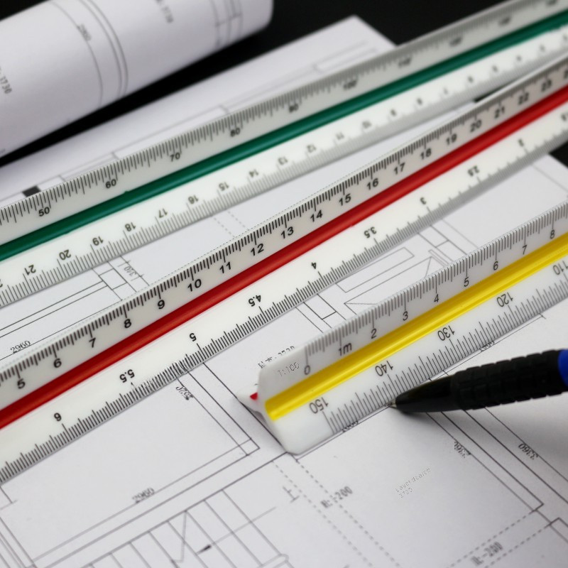 Jual Metal Aluminum Triangular Ruler Large Scale Comparison Drawing ...