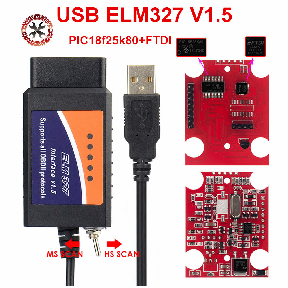 Jual 2021 Original Elm327 Usb Ftdi Pic18F25K80 With Switch Code Scanner ...