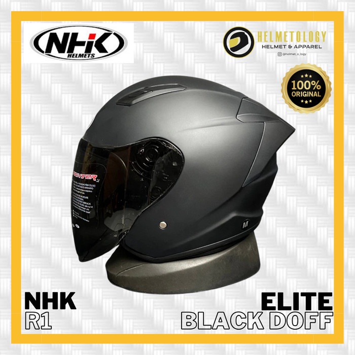 Jual Nhk R1 Elite Black Doff Helm Half Face Single Visor Original ...