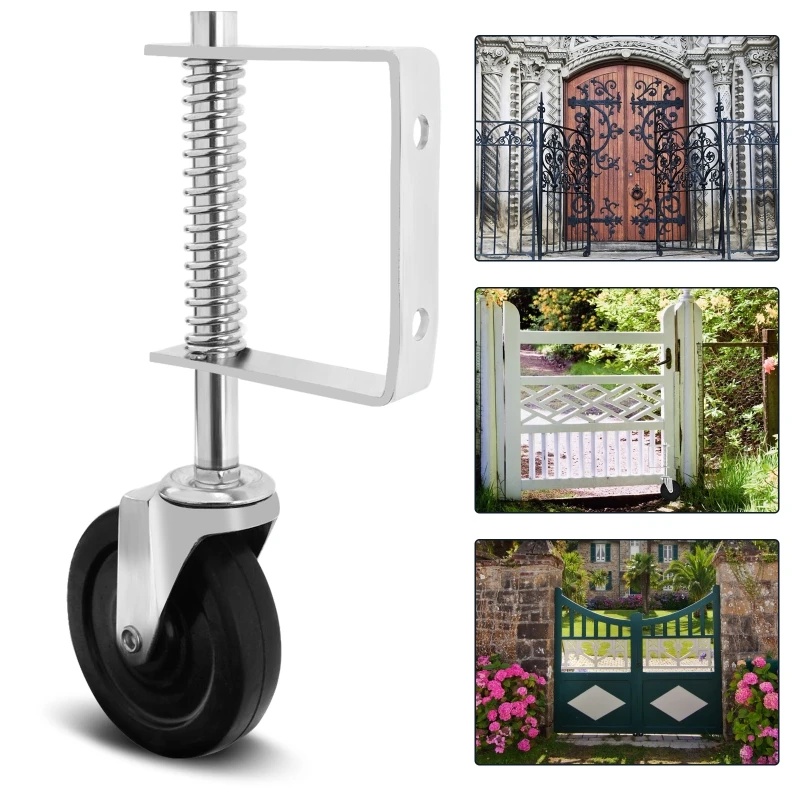 thumbnail image 2 of 4 Inch Spring Loaded Gate Caster - Hard Rubber Wheel With 220lb Capacity For Uneven Ground 2 of 9