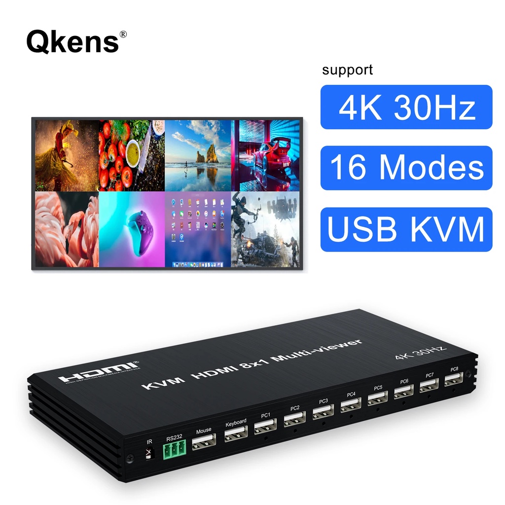Jual BARU 4Kp30 8x1 HDMI KVM Multi-viewer Seamless Switch Multi Channel ...