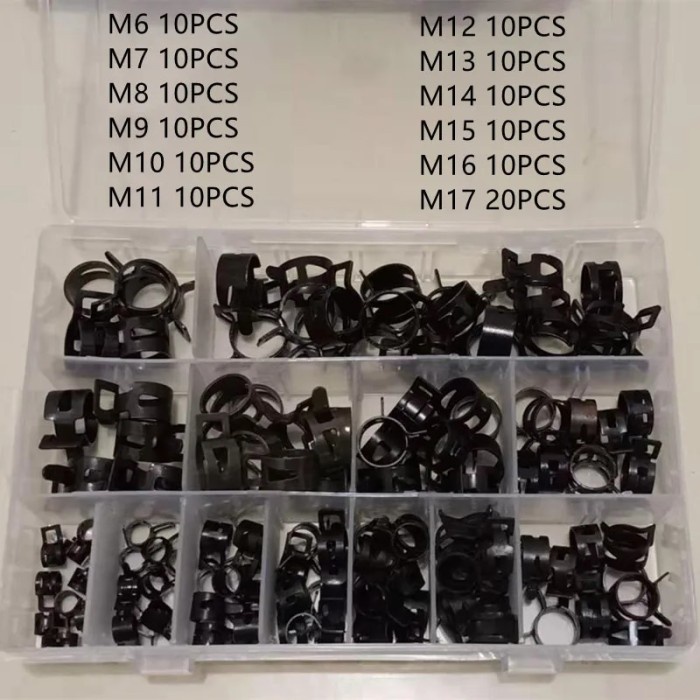 Fielect 12mm Spring Band Hose Clamps – 100pcs Low Pressure Air/Fuel/Vacuum Pipe Clips – 65Mn Steel - View #5