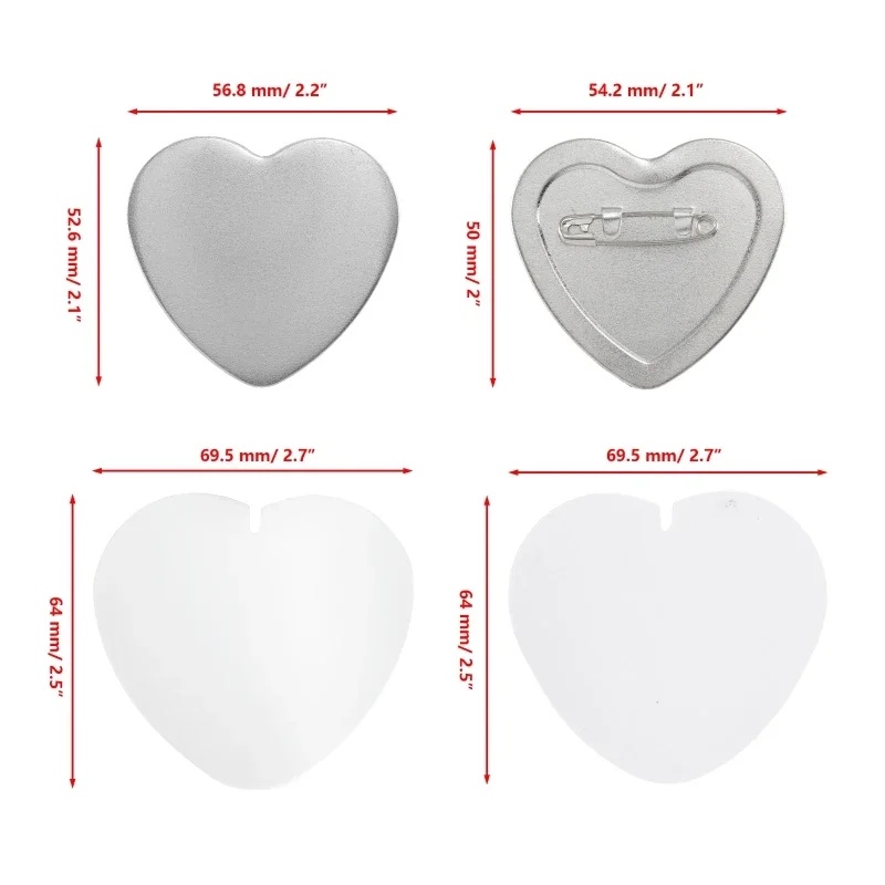 Jual Pink Heart Shape 57*53mm Button Maker Machine Mold 100 Set Button ...