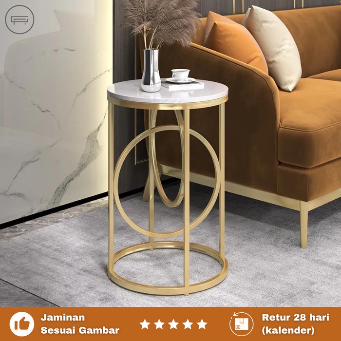 Jual Meja Tamu Sudut Minimalis - Side Table Besi dan Marmer Modern ...