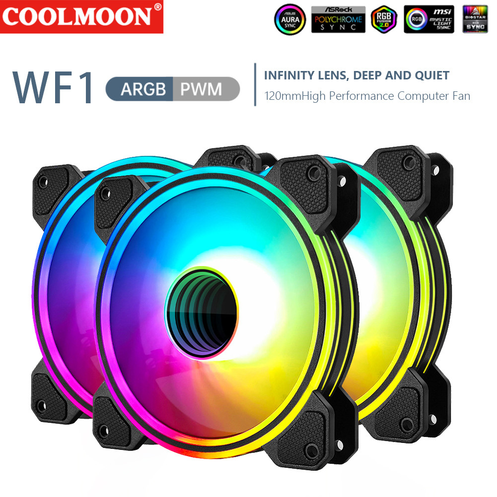 Jual COOLMOON 120mm PC Computer Case Fan Cooling Cooler 4Pin PWM Silent ...