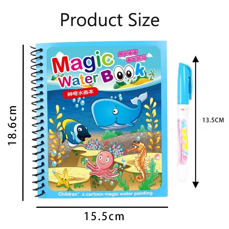 Jual Cartoon Reusable Coloring Book Magical Water Drawing Book With Pen ...