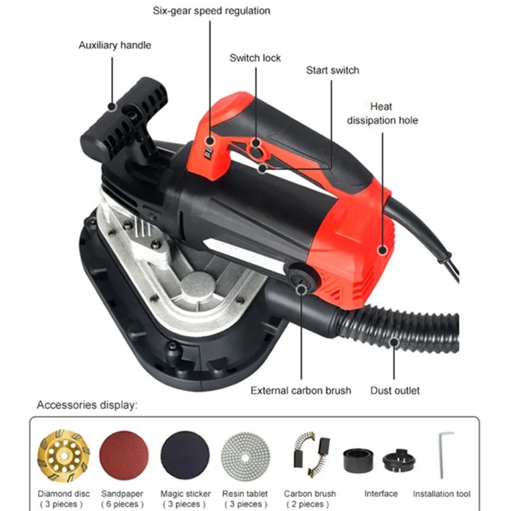 Jual Portable Three Head Hand Sander Handheld Floor Grinder Floor ...