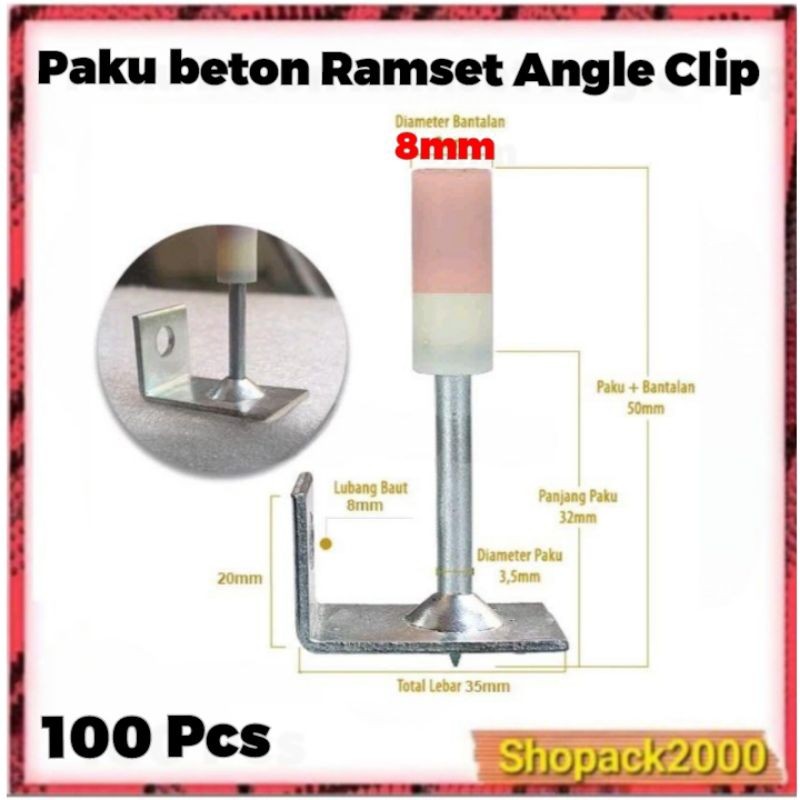 Jual Paku Beton Stampset Refil Klem Tembak Beton Ramset Per Box - ANGLE ...