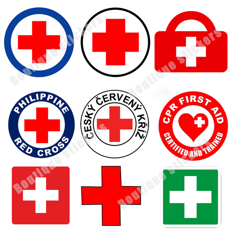 Jual IMPORT M516# Personalized Red Cross Sticker Red Cross Sign First ...