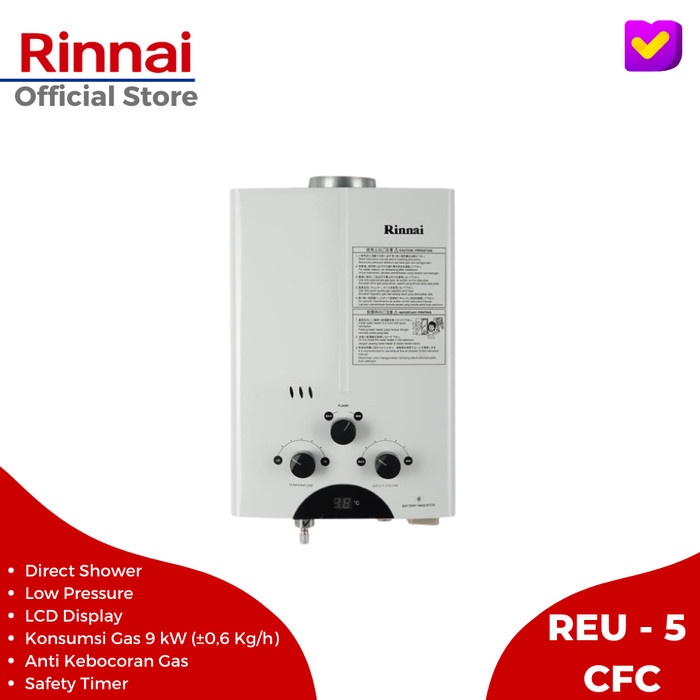 Jual Rinnai Instant Gas Water Heater REU-5 CFC (5L) | Shopee Indonesia