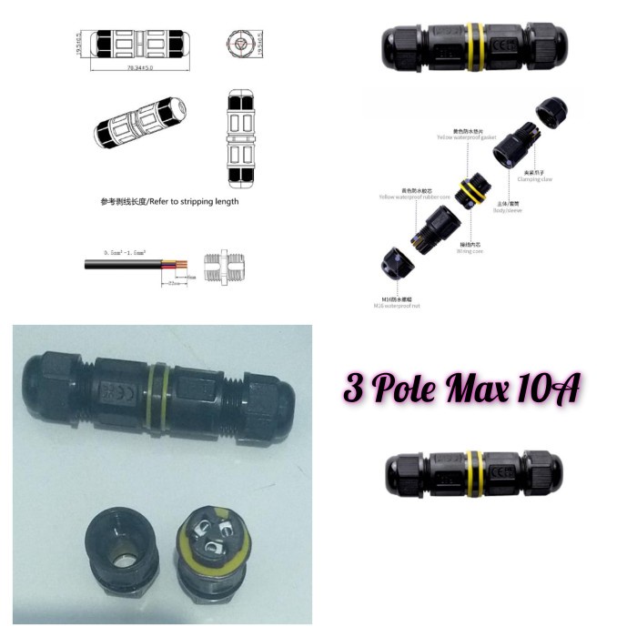 Jual IP Connector IP68 IP 68 Sambungan Kabel Waterproof - Underwater HQ ...