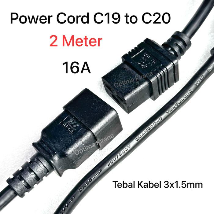 Jual Berkualitas Kabel Ups Pdu Apc 2M Power Jumper Cord Plug C19 To C20 ...