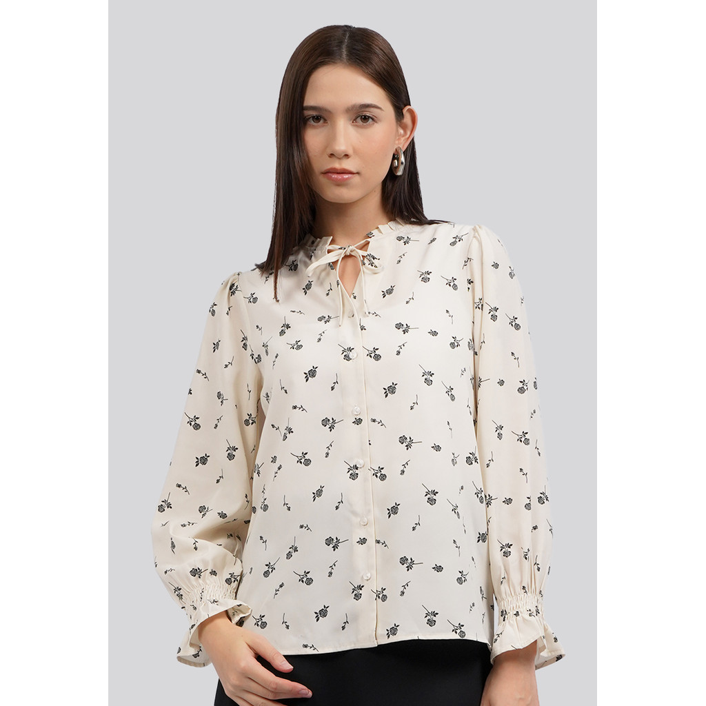 Ecru Ring Detailed Long Sleeve Blouse CO-259362911 - Manukau City