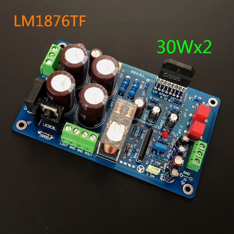 Jual AC dual 12-18V LM1876 power amplifier board with speaker ...