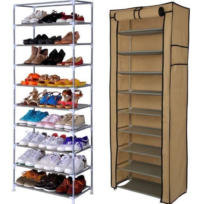 Jual Rak Sepatu Kain Portable 10 Susun Full Resleting Shoes Rack T1099 ...