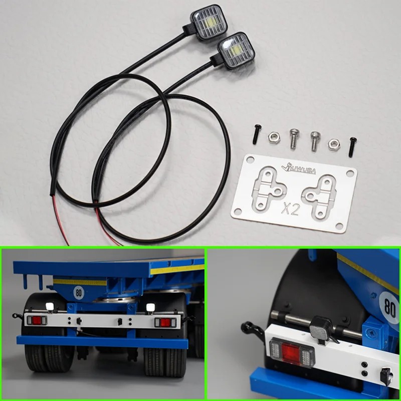 Jual NEW LED 1 Pair Square Spotlight Trailer Auxiliary Lights for 1/14 ...