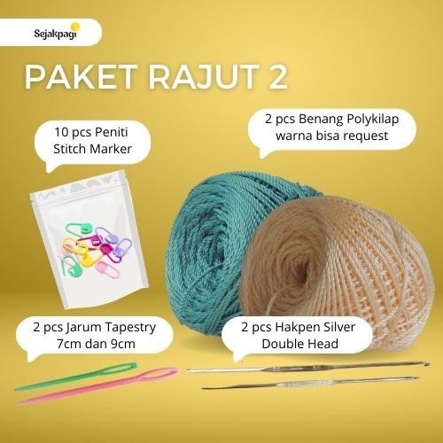 Jual Paket Rajut Untuk Pemula Kit Rajut Set Rajut Alat rajut + 5 pcs ...