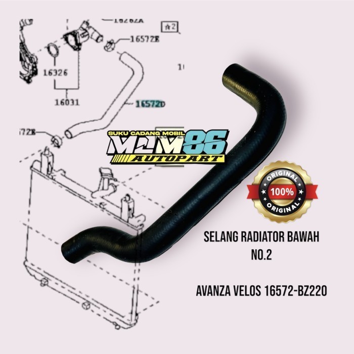 Jual Selang radiator bawah avanza veloz 16572-bz220 original | Shopee ...
