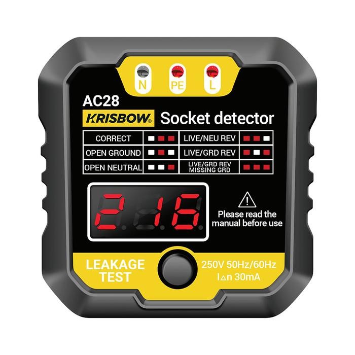 Jual AZKO Krisbow Soket Tester Simple Display Ac28 Voltage Detector ...