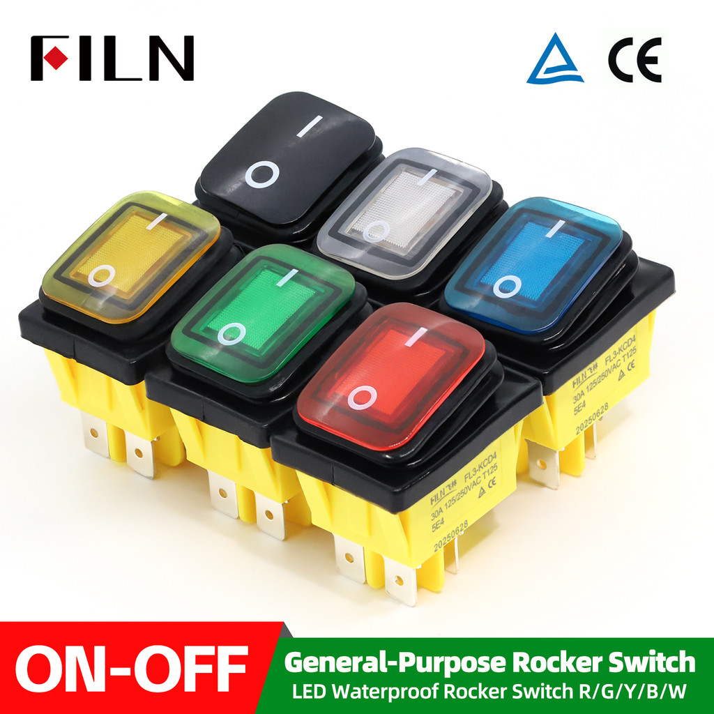 Jual IMPORT FILN 30A 12V 24V 110V 220VLED Rocker Switch Waterproof IP65 ...