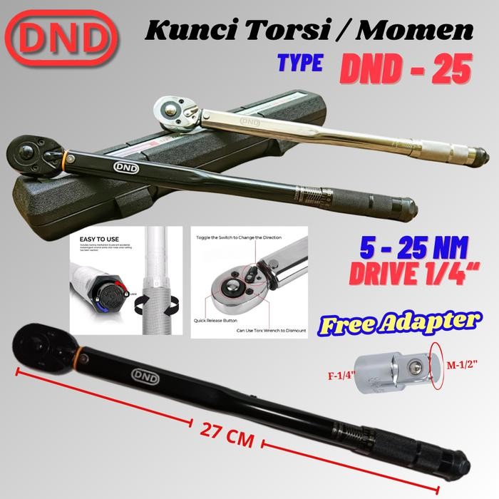 Jual DND Torque Wrench Kunci Torsi Momen Two Way Spanner 1/2 3/8 1/4 ...
