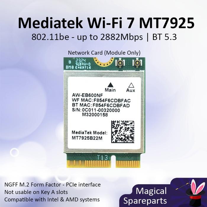 Jual MEDIATEK WI-FI 7 MT7925 NGFF M.2 WIRELESS NETWORK CARD WIFI BT ...