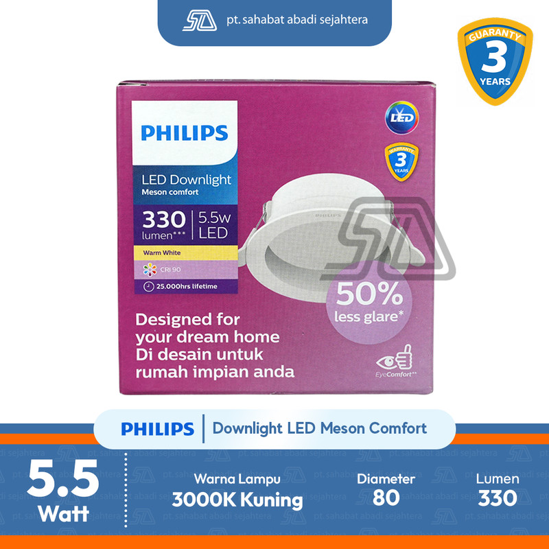 Jual Philips Lampu LED Downlight Meson Comfort 5.5W D80 RC RD Kuning ...