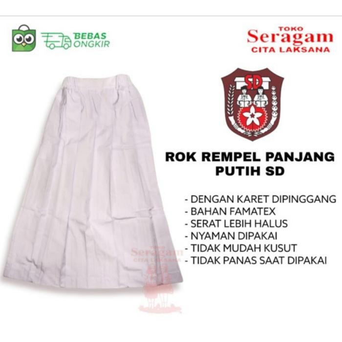 Jual Pilihan- Rok Sekolah Maxi Rempel Sd Putih Panjang Seragam Sekolah ...