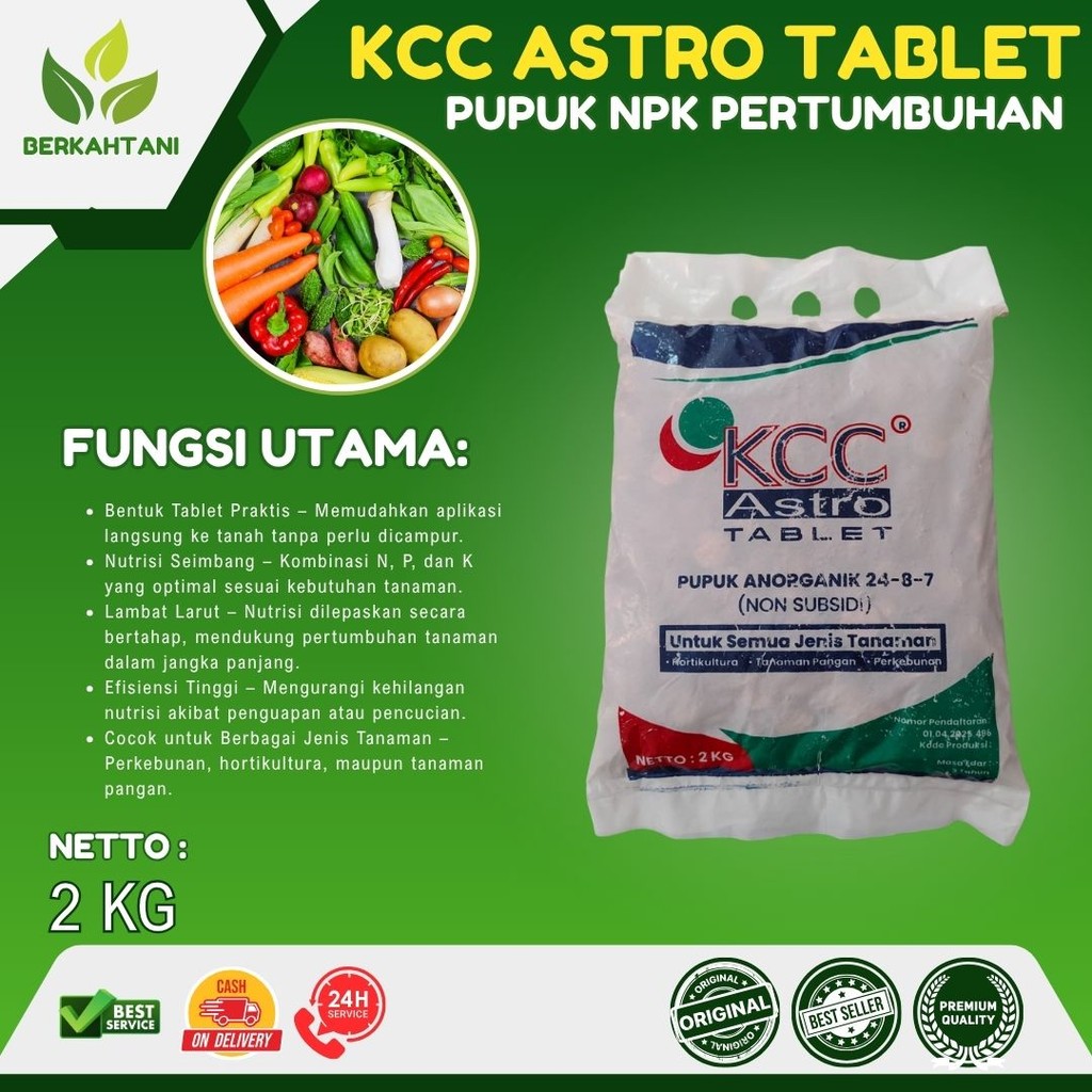 Jual Pupuk NPK Pertumbuhan Pupuk KCC Astro 2 Kg NPK Tablet | Shopee ...