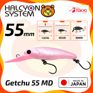 HALCYON System Getchu 55MD Area 55mm 4g Floating Minnow Medium Diver Umpan Pancing Lure Trout Kolam Original Japan