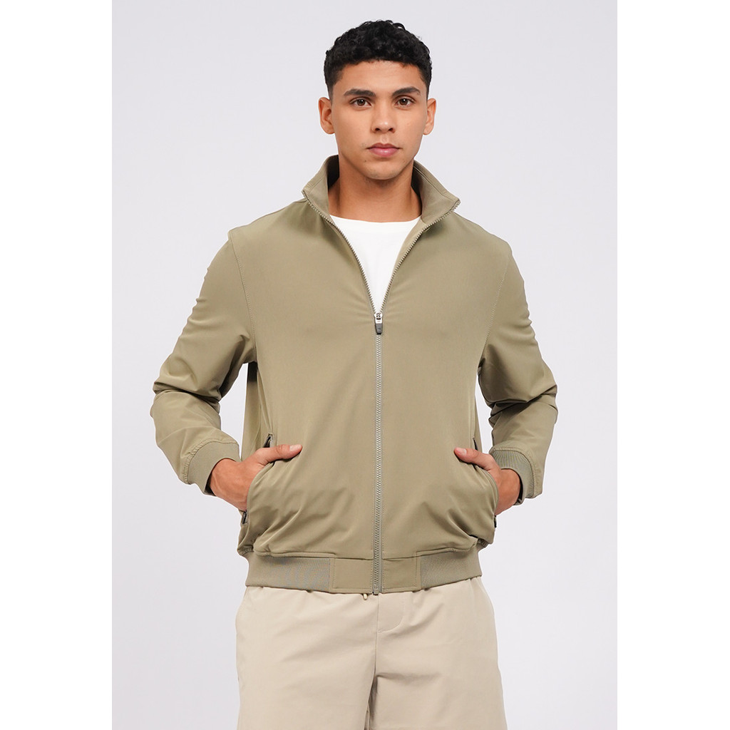 Jual Executive 4-Way Stretch High Collar Jacket Moss Green | Shopee ...