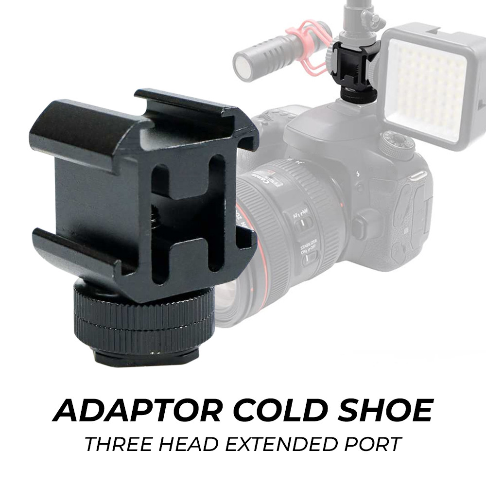Jual - Lvoertuig Adaptor Cold Shoe Three Head Extended Port - LV39 ...
