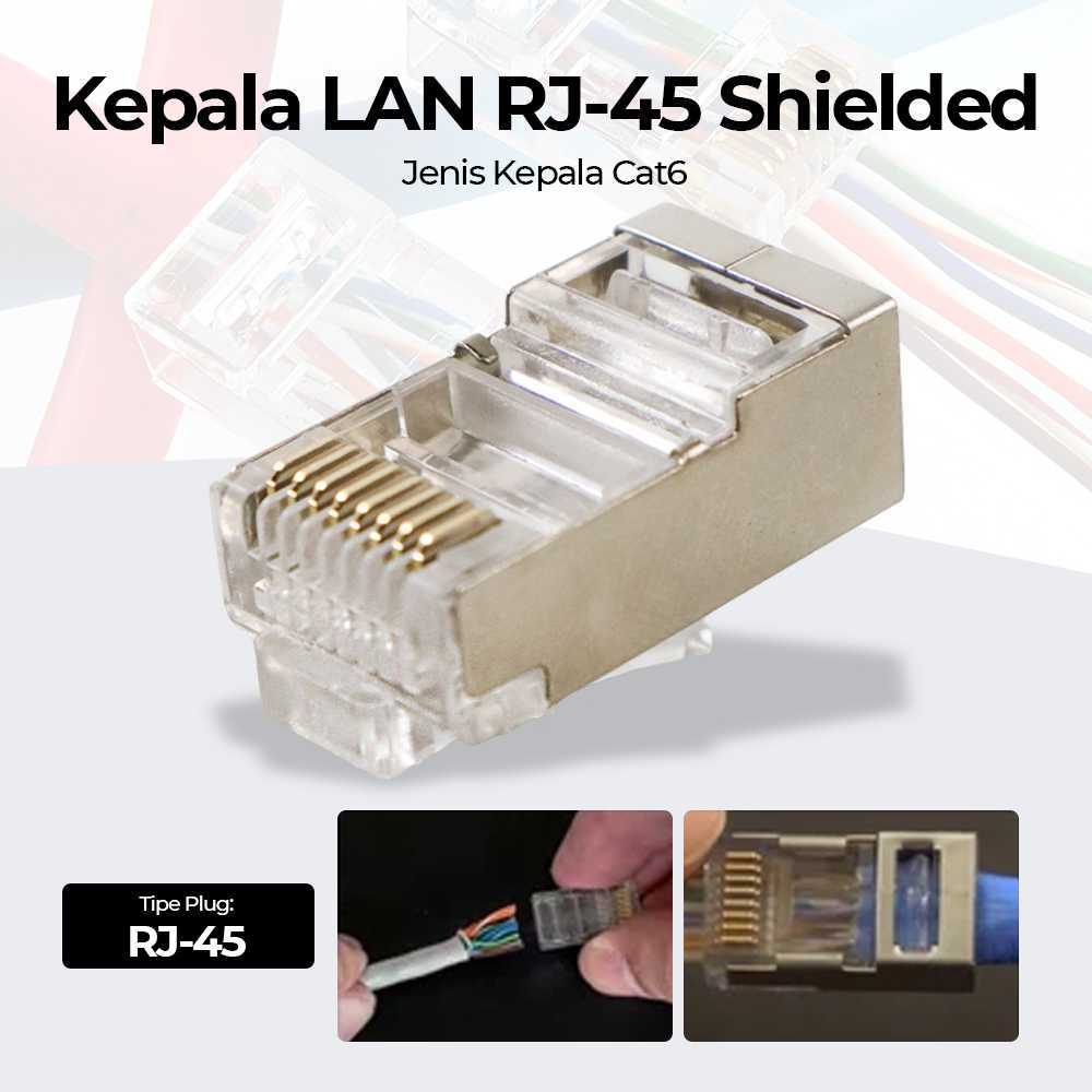 Jual Kepala LAN RJ45 Cat6 Terlindung Berlapis Emas 1 Buah LAN Head RJ45 ...