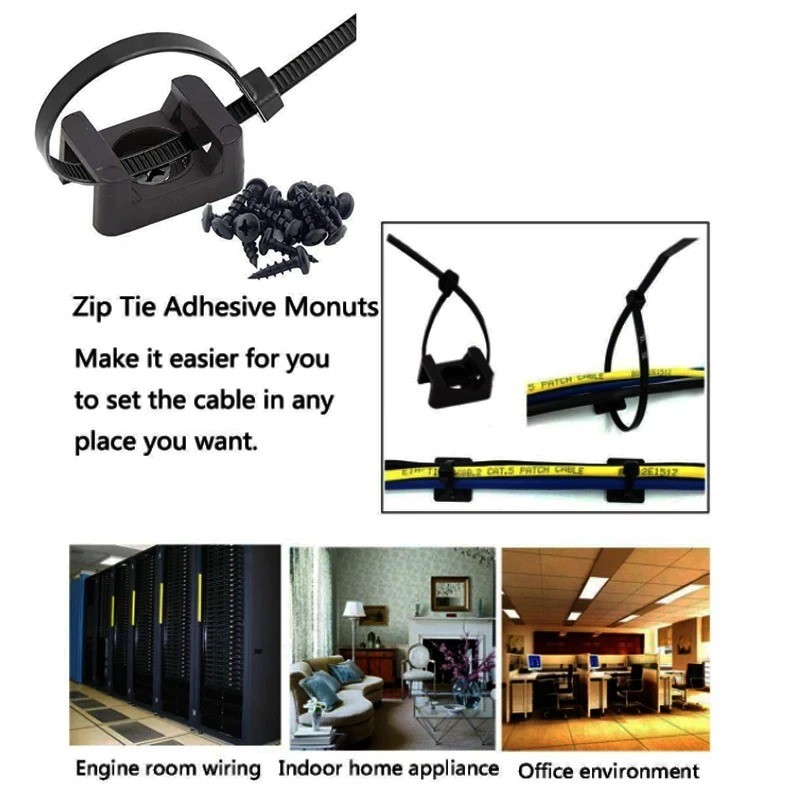 Jual Dudukan Kabel Ties Tie Mount Cord Organizer M6 100 PCS Penjepit ...