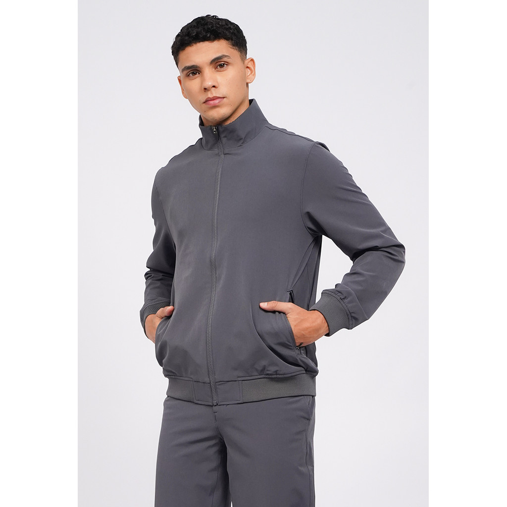 Jual Executive 4-Way Stretch High Collar Jacket Graphite Grey | Shopee ...