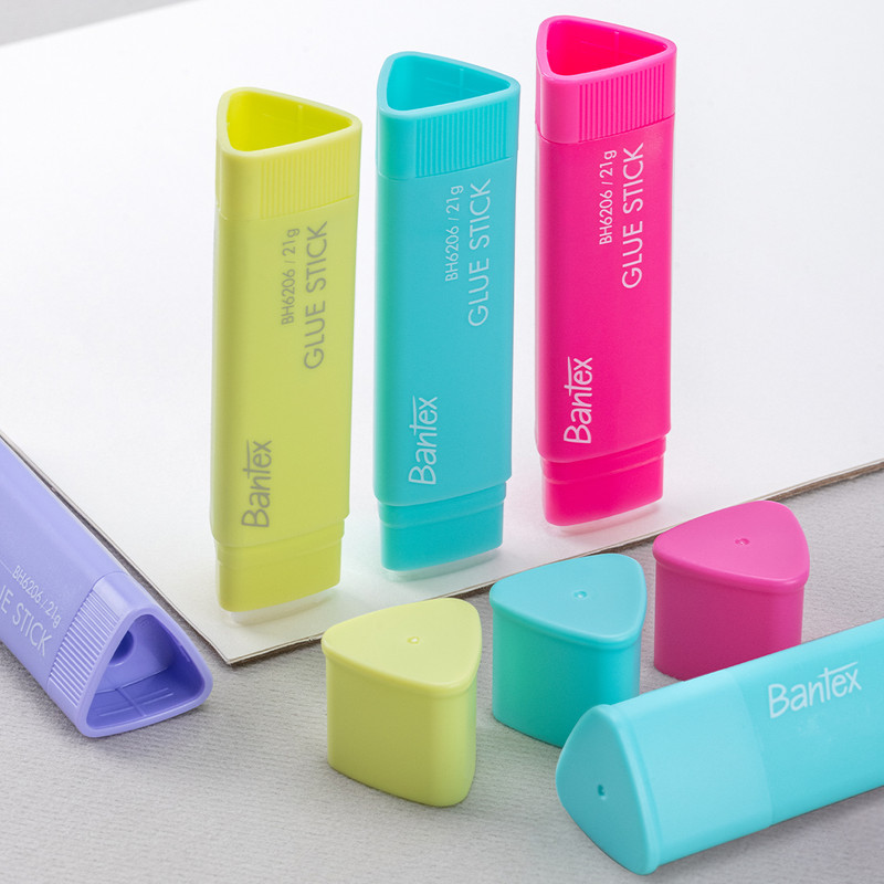 Bantex Glue Stick Aman Untuk Anak / Lem Stik Bentuk Segitiga Warna Pastel Aesthetic (2)