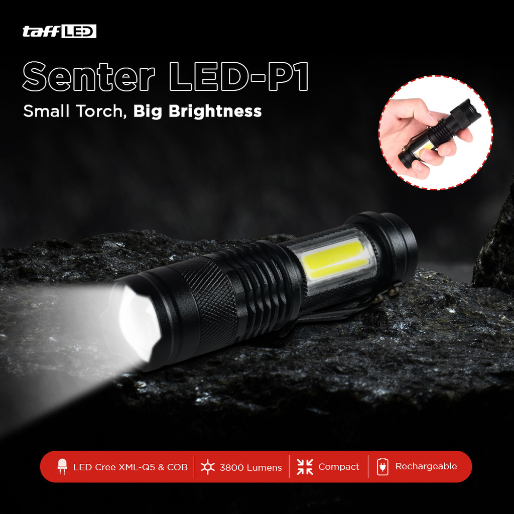 Jual Senter LED Zoomable Rechargeable XML Q5 COB 3800 Lumens Super ...