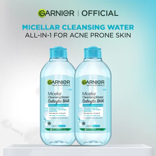 [PAKET HEMAT ISI 2] Garnier Micellar Water Salicylic Blue Skincare 400ml (Pembersih Wajah & Makeup Kulit Berminyak Rentan Berjerawat dengan Salicylic Acid) - Make Up Remover