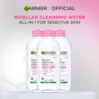 GARNIER Micellar Water Pink 400ml 3 pcs Skincare Cleansing - Pembersih Wajah & Make up untuk Kulit Sensitif PAKET HEMAT ISI 3