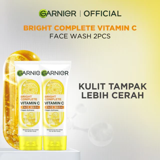 (PAKET HEMAT ISI 2) Garnier Bright Complete Vitamin C Brightening Face Wash Skin Care - 100ml x 2 (Skincare Pembersih Wajah Untuk Kulit Cerah Cepat)