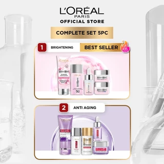 [PAKET HEMAT 5Pcs] L'Oreal Paris Skincare Set 5Pcs Serum Sunscreen Facial Wash Foam Day Night Cream Toner Brightening Set Anti Aging Set Oil Control Set Dark Spot Solution Glycolic Revitalift Set