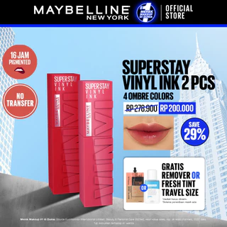 MAYBELLINE OFFICIAL Paket Hemat Superstay Vinyl Ink 2 pcs Ombre Set Lipstick Long Lasting