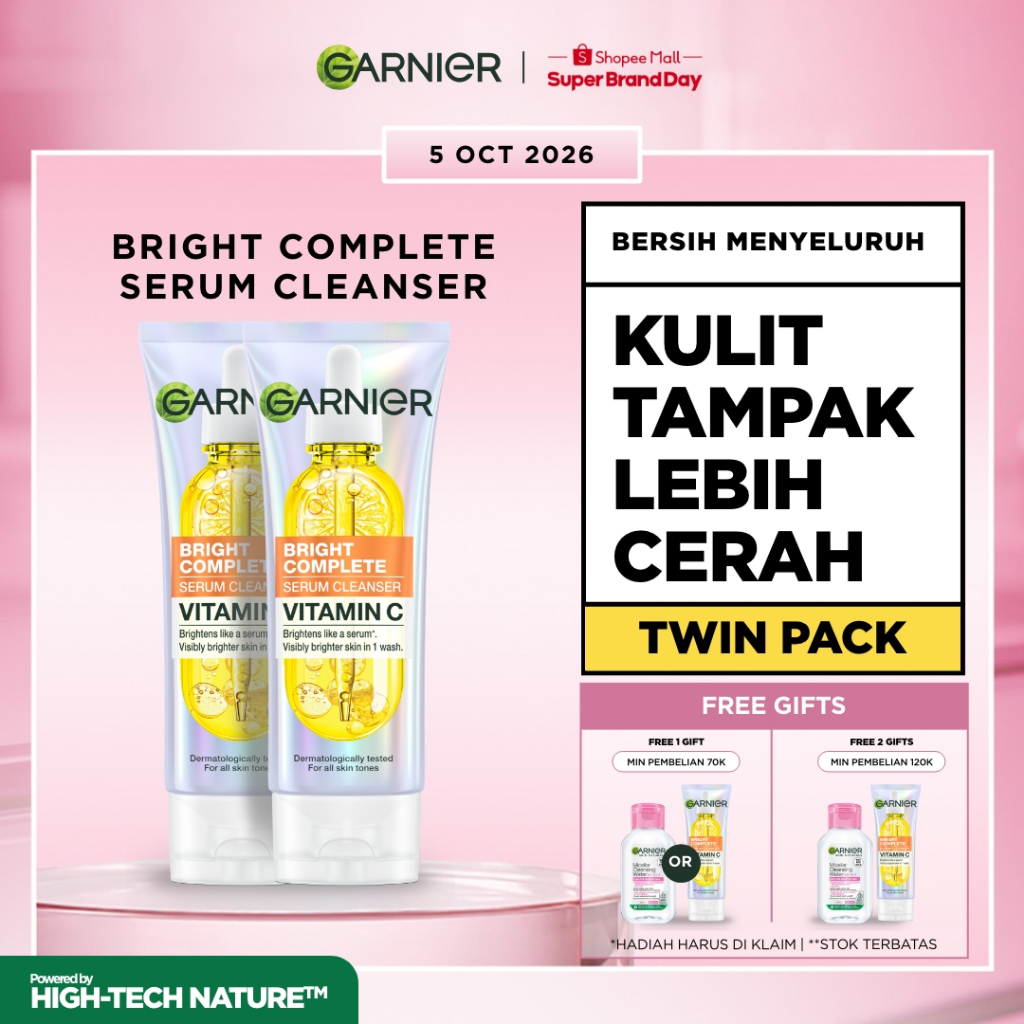 GARNIER Facial Wash ISI 2 SEMUA VARIAN 100ML Vitamin C Ceramide Anti Jerawat Skincare Pembersih Wajah sabun cuci muka sabun muka glowing dan memutihkan Bright Complete Sakura Glow Face Wash